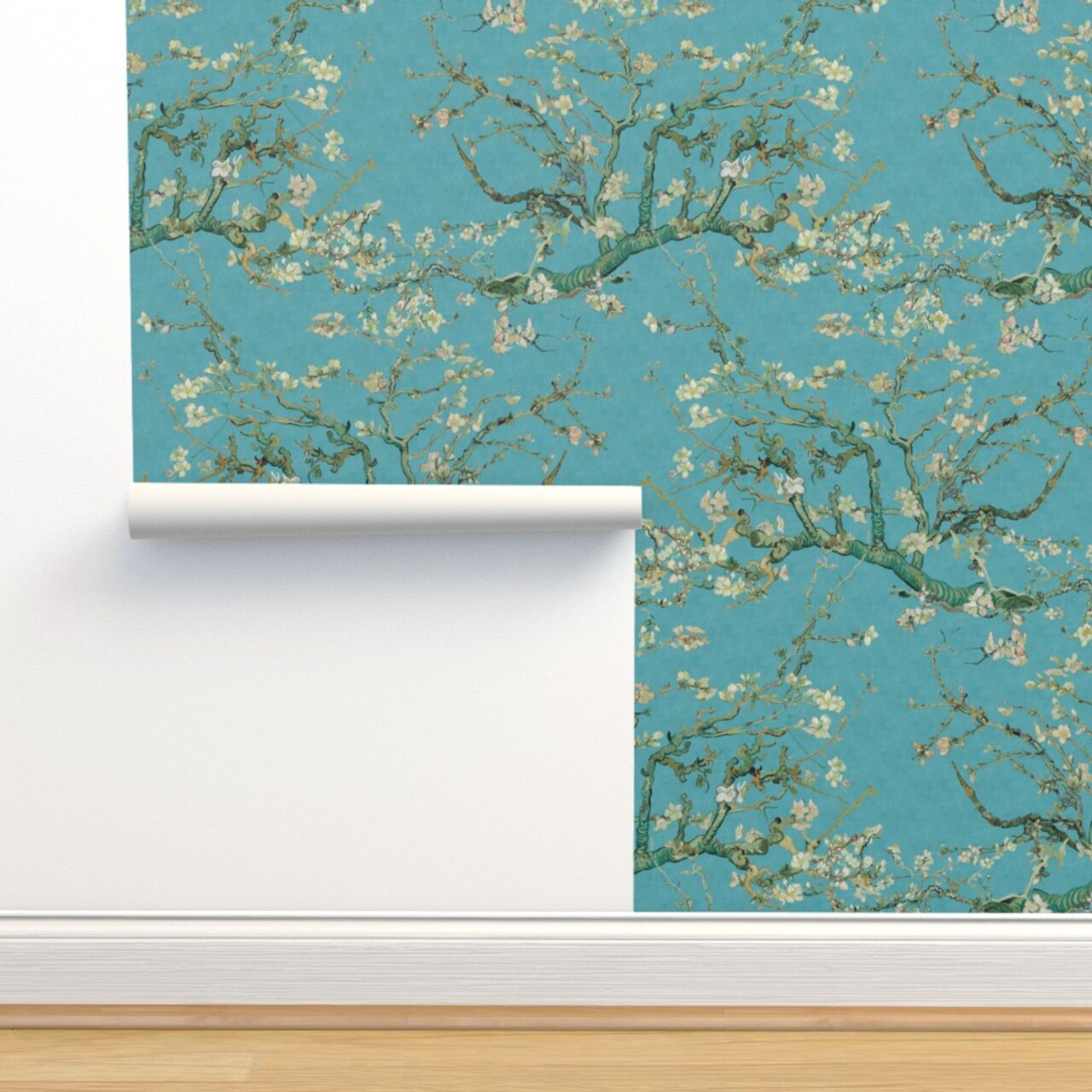 Van Gogh Blossom Almond Branches Tree Spring Custom Removable Wallpaper by Spoonflower Peel & Stick Wallpaper 2FT Wide